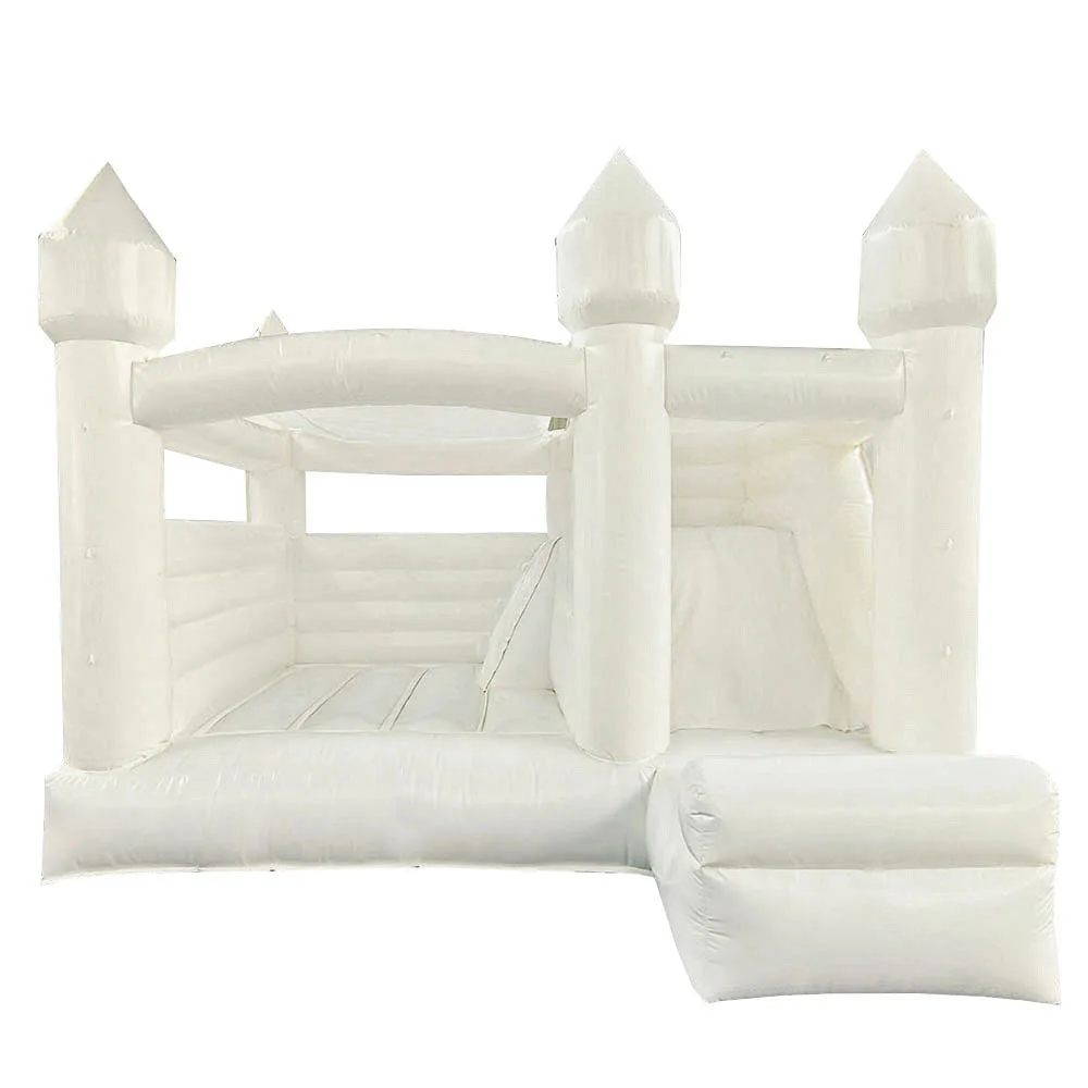 Party Wedding White Castle Bounce House With Slide Inflatable And Ball Pool For Sale