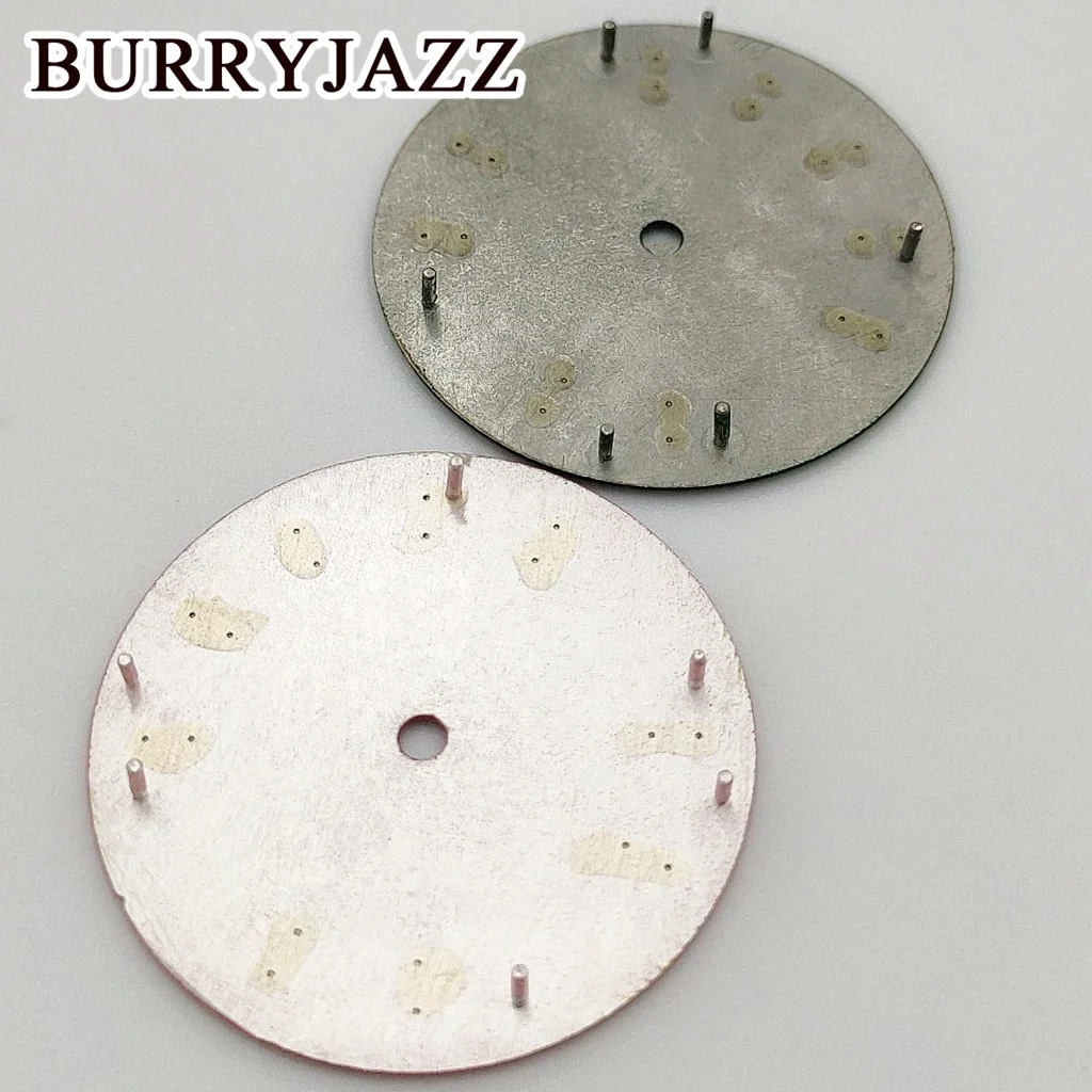 BURRYJAZZ 29mm sin logotipo NH35 NH36 ETA2824 2836 PT5000 Miyota 8215 esferas de reloj negro azul esfera luminosa ajuste 3 en punto corona de caja