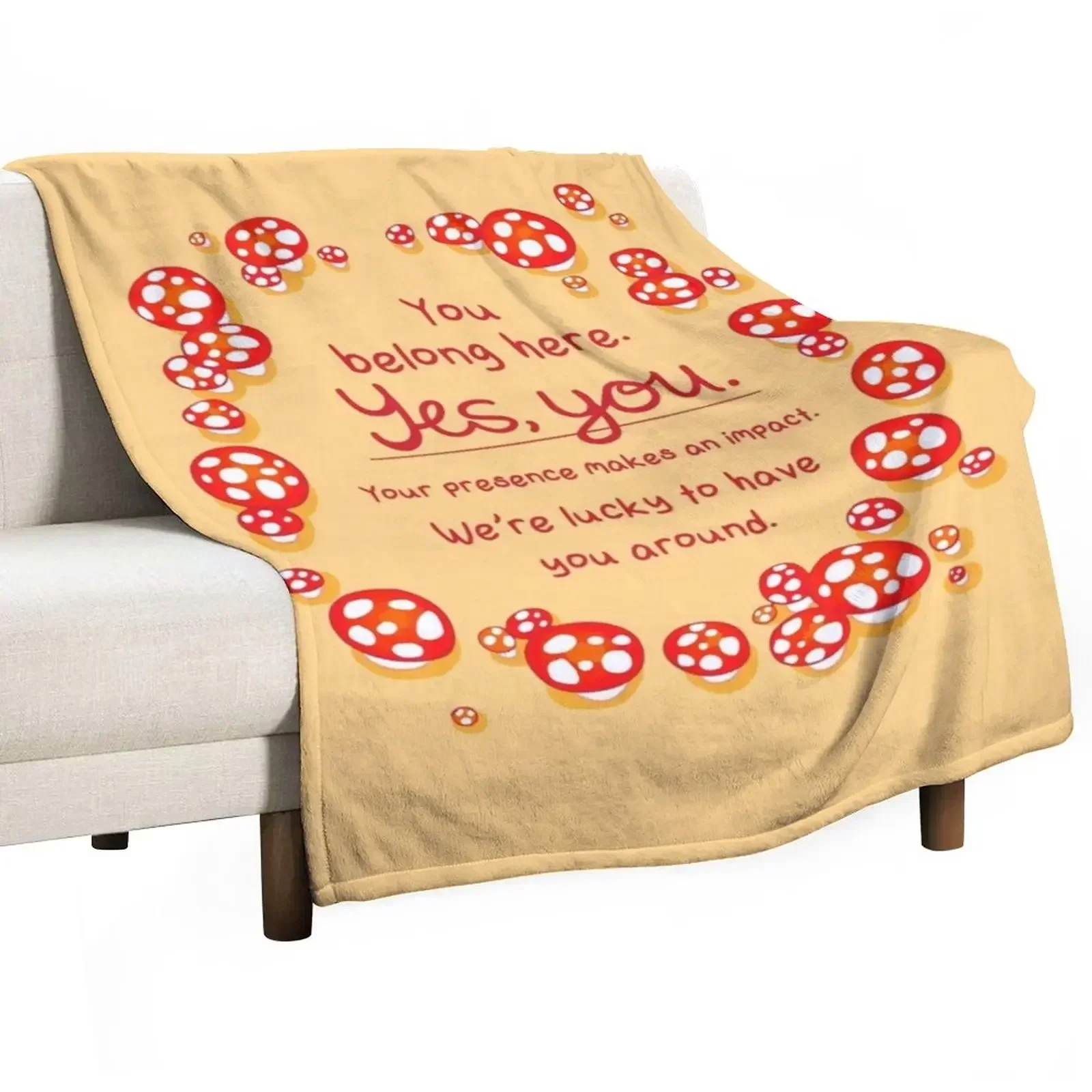 You Belong Here Mushroom Fairy Ring Throw Blanket Nap Cute Plaid Blankets