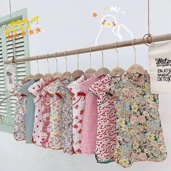 Fashion Summer New Style 2-10 Years Old Children's Girls' Clothing Chinese Style Hanfu Tang Suit Dress Children's Cheongsam