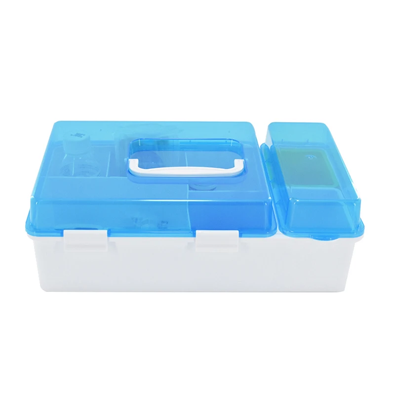 First Aid Box Organizer with Compartments, Plastic Handle Storage Box Family First Aid Container Box Medicine Box Organizer