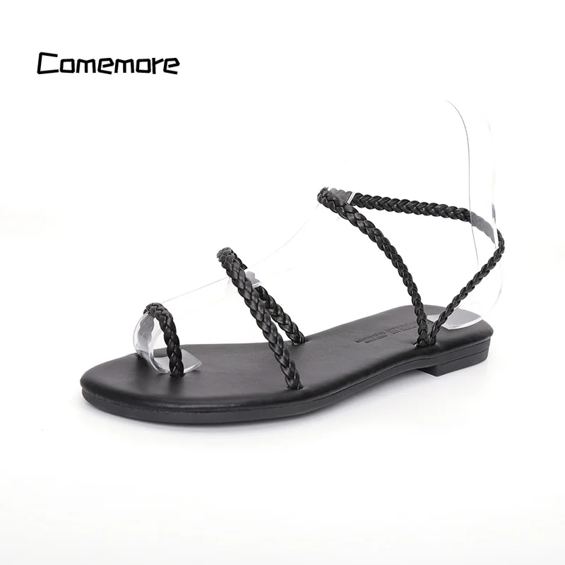 Comemore 2023 New Fashion Women Sandals Fashion Flat Sandal Low Heel Shoes Summer Footwear Flip-flop Women\'s Comfortable Sandals