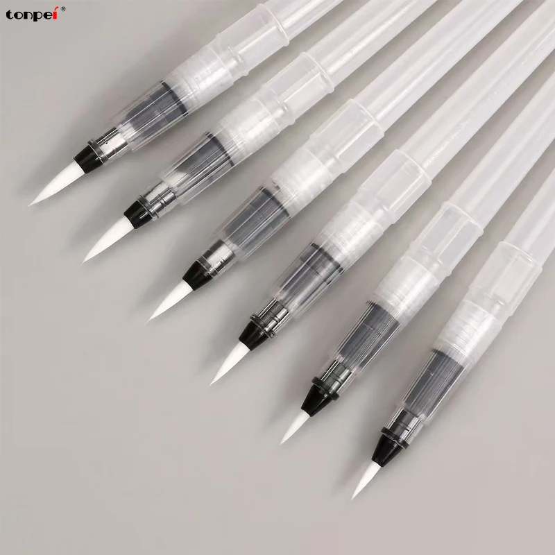 3/6pcs Watercolor Brush Set With White Nylon Hair Calligraphy Pen Art Markers And Water Storage Function, Art Painting Tool Kit