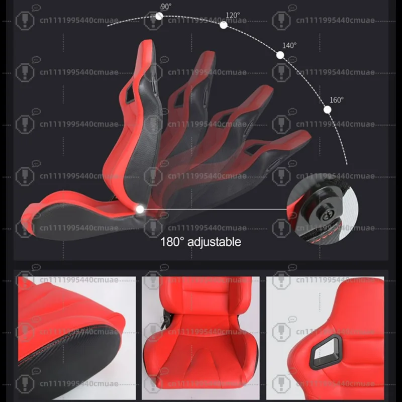 Adjustable Racing Seat Universal Sports Car Simulator Bucket Seat Black Red  Leather