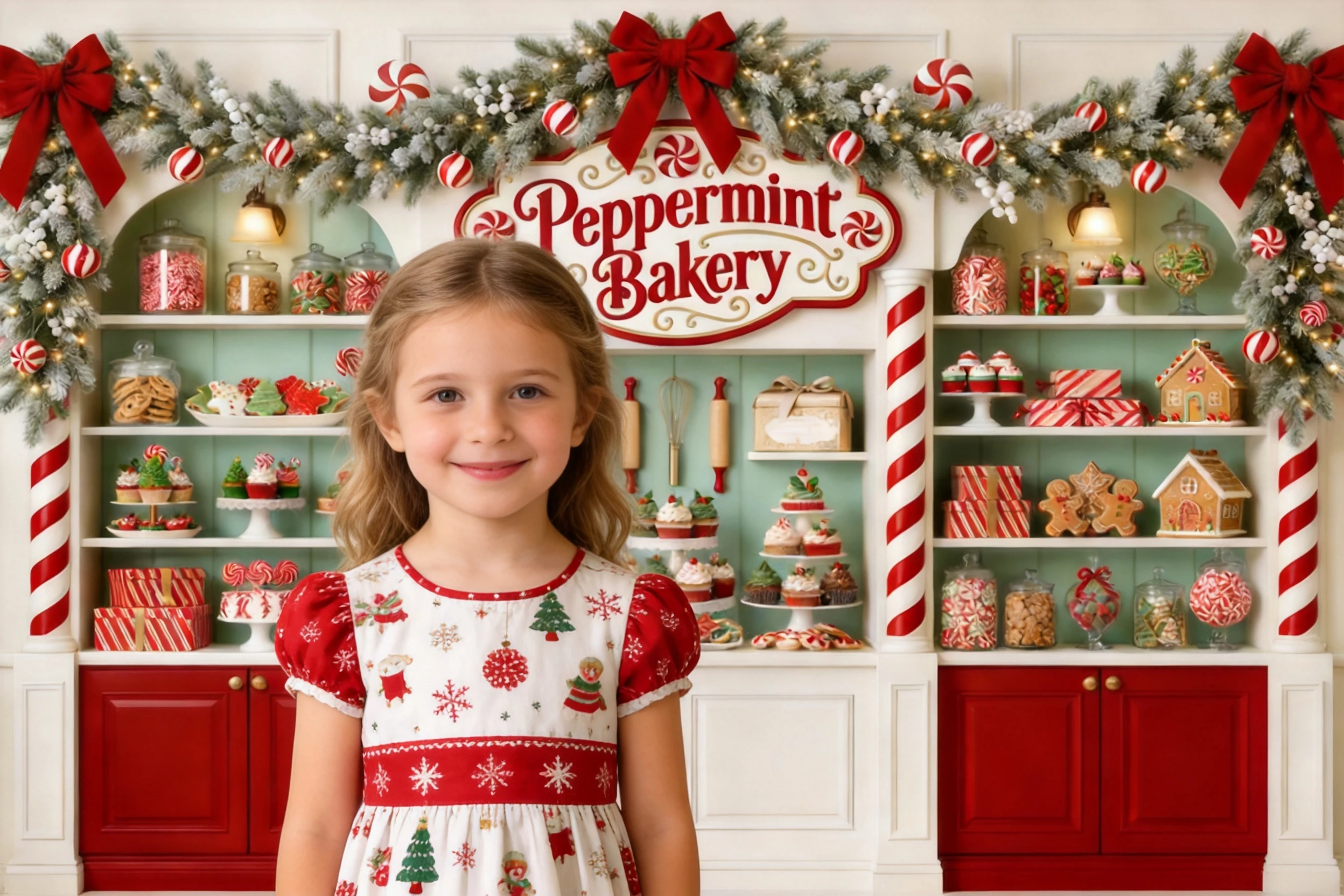 Christmas Candy Cane Bakery Gingerbread House Treats Backdrop For Kids Xmas Winter Holiday Photography