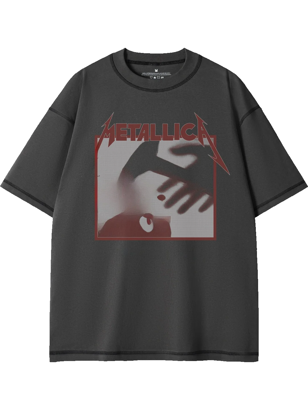 Metal Band American Street Dark Portrait Pure Cotton Short Sleeve Printed T-Shirt Men's Bright Stitch Structure Breathable Su...