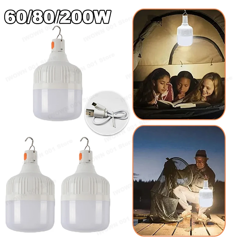

Usb Camping Lamp Rechargeable Led Lamp Portable Camping Light Bulb Emergency Lighting Light Bulb Flashlight Outdoor Hanging Tent