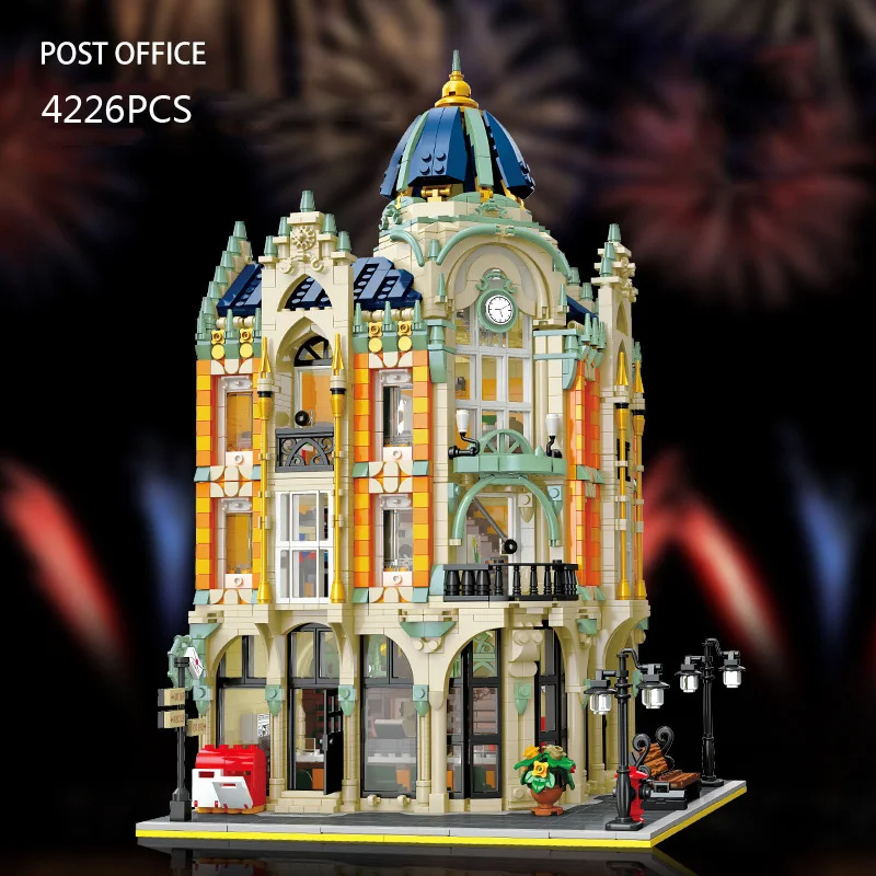 Creative City Street View Construction Block Post Office Building Bricks Streetscape Figures Toys Collection For Kids Gift