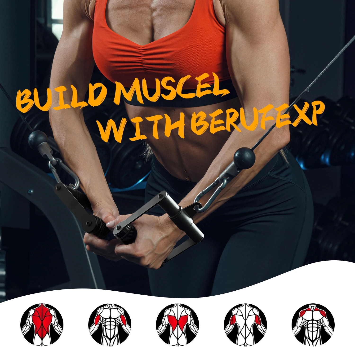 1 Stück Doppel-D-Griff-Fitnessgeräte mit 360-Grad-Drehgriff und weichem Gummigriff für Heimübungen, Kabelmaschinenaufsätze – Detail 5