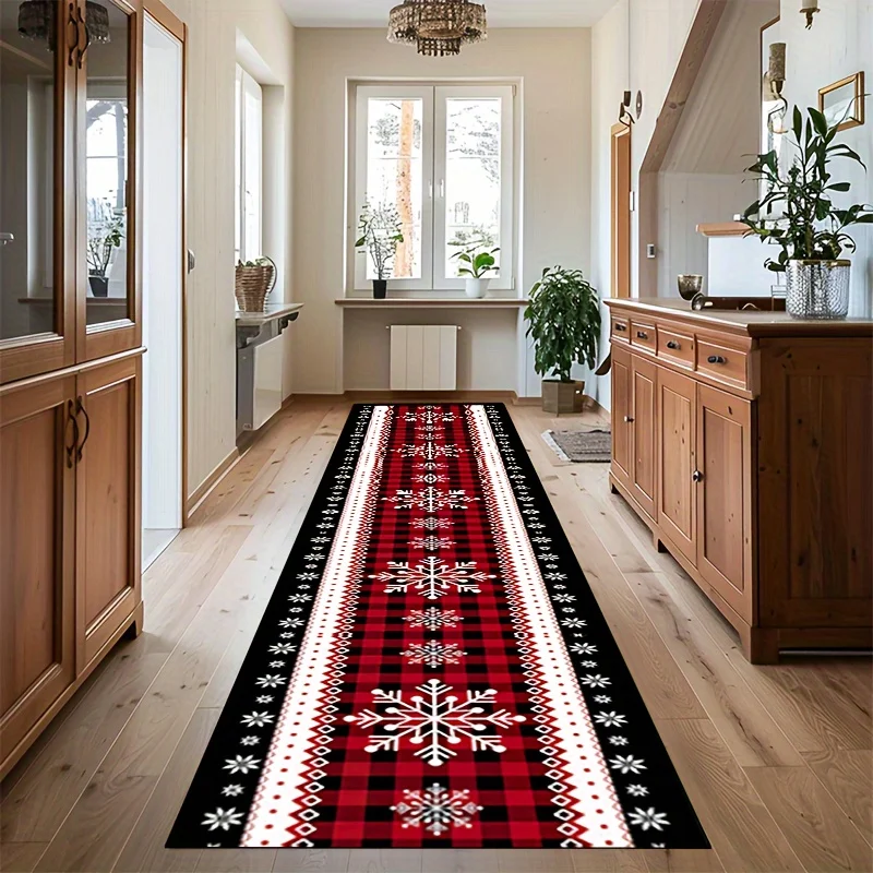 VIKAMA Festlicher Weihnachts-Schneeflocken-Läufer-Teppich, Heimdekoration, Küchenteppiche, Eingangsbereich, Flur, Schlafzimmer, Teppich, Willkommens-Bodenmatte