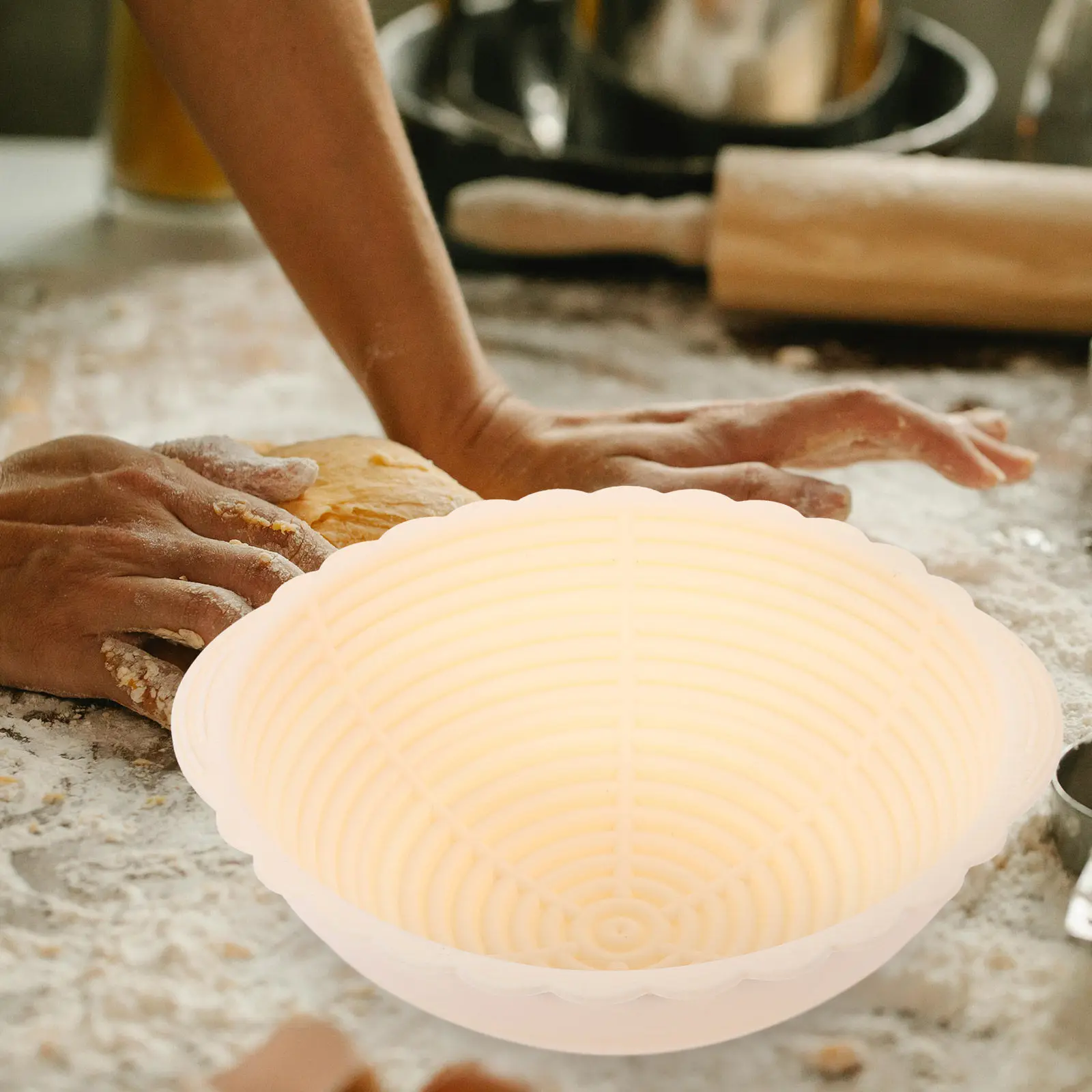 Silicone Bread Proofing Basket Round Safe Reusable Oven-Safe Sourdough Dough Rising Bowl Baking Supplies Silicone Basket