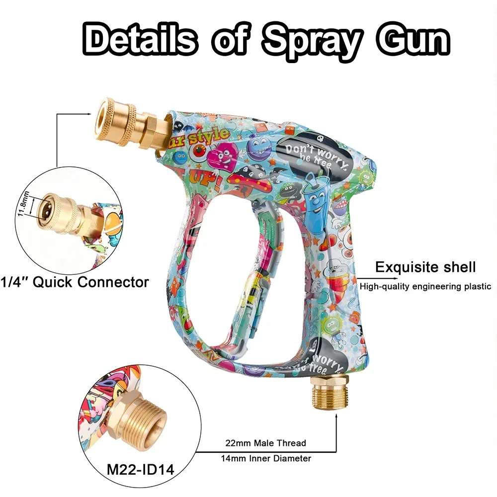 2026 New Arrival Household Painted High Pressure Gun Combo with Nozzles, Stable Base & Bosch Fitting for Daily Outdoor Cleaning