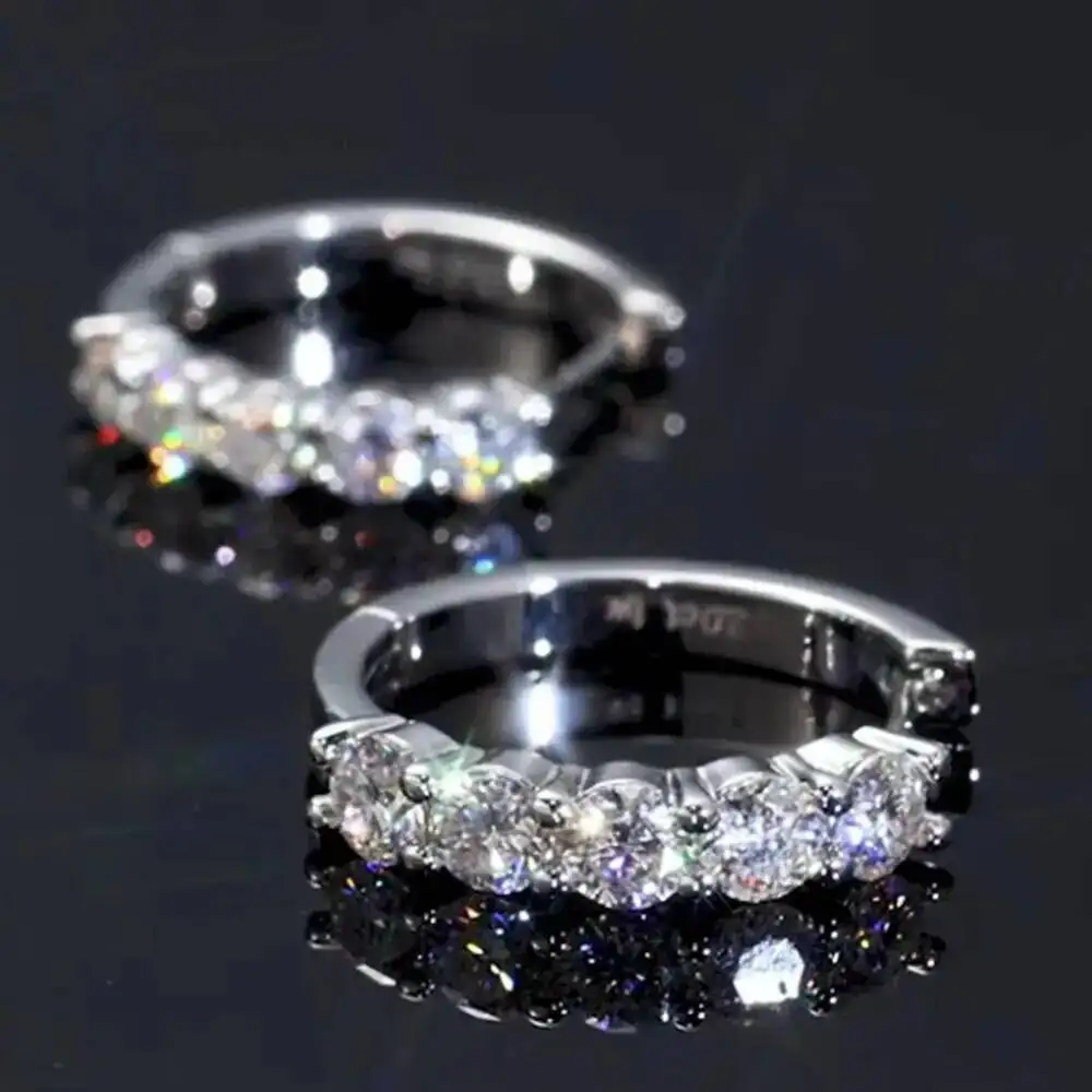 Moissanite Huggies Earring 14K White Gold Plated 925 Sterling Silver Women Men D Color VVS1 Lab Created Diamond Hoops Earrings