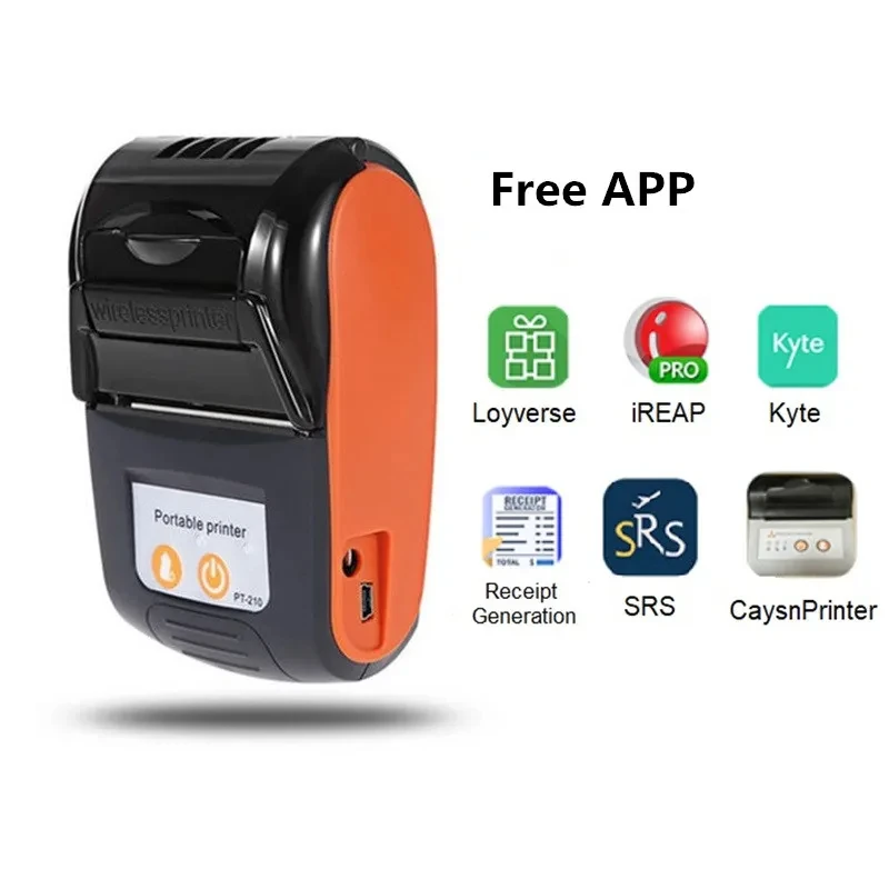 PT210 Mini 58mm Thermal Receipt POS Printer Wireless Bluetooth Portable Ticket Bill IOS Android Invoice Business Retail