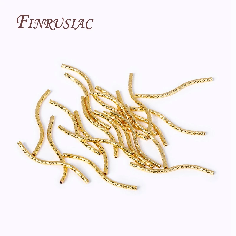 Hand gefertigte DIY Schmuck Befunde Komponenten 18 Karat vergoldet s Form gebogenes Rohr Messing Metall Twisted Tube Perlen Stecker – Detail 14