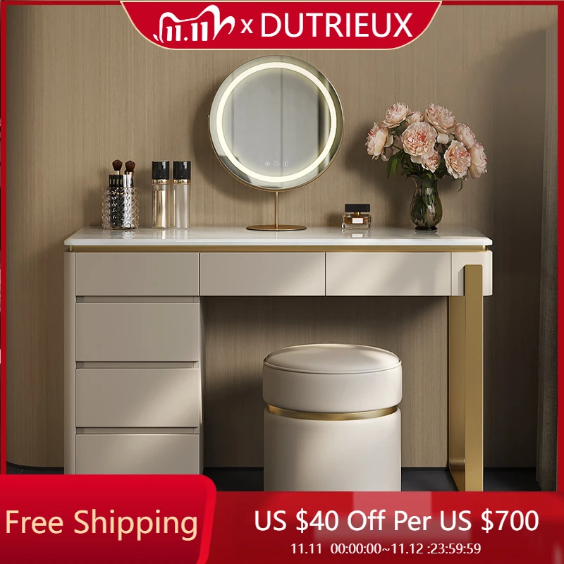 

Makeup Luxury Vanity Table Chair Bedroom Modern Organizer Dressing Table Makeup Wood Mirror Penteadeira Postmodern Furniture