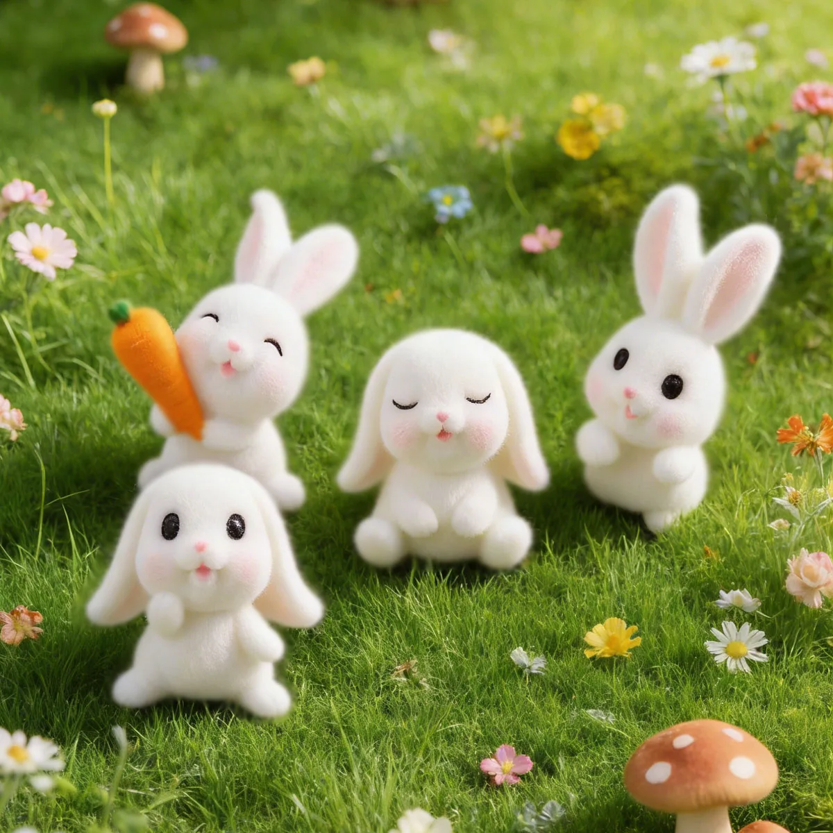 

4pcs-Cartoon Animals, Cute Rabbits, Gardening Succulent Decorations, Cute Rabbits, Micro Landscape Resin Ornaments