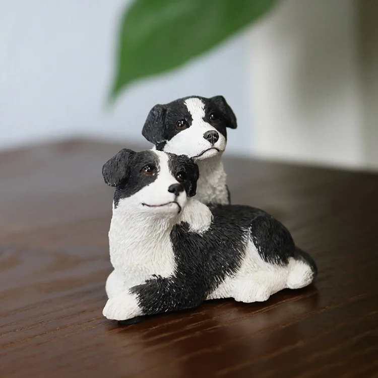 Border Collie Animal Resin Model Action Figure Decoration Simulation Border Collie Dog Pet Figurines Toys Christmas Kids Gift