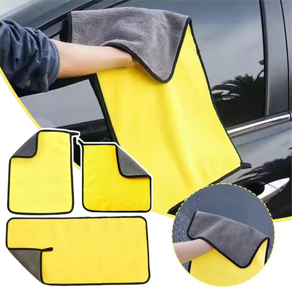 

1pcs Microfiber Cleaning Towel Thicken Soft Drying Cloth Car Body Washing Towels Double Layer Clean Rags Car Accessories