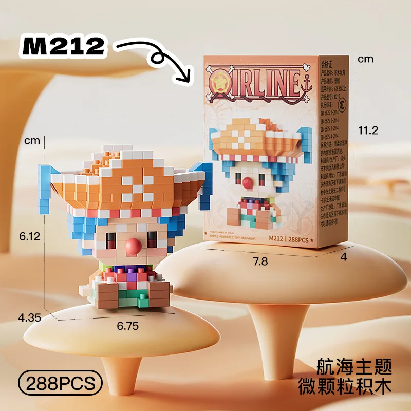 Neue ONE PIECE Sonnengott Nika Luffy Micro Action Block Chopper Ace Buggy 3D Anime Modell Bausatz Mini Bausteine Figuren Spielzeug als Geschenk