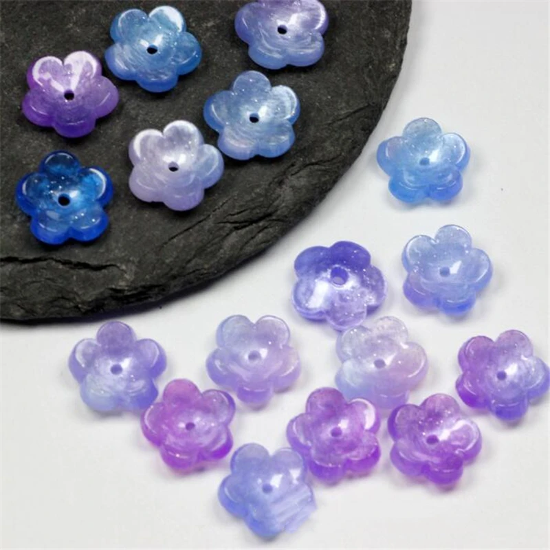 12mm acrylic flower beads Imitation shell acetic acid loose beads connectors for diy earrings hair jewelry making accessories