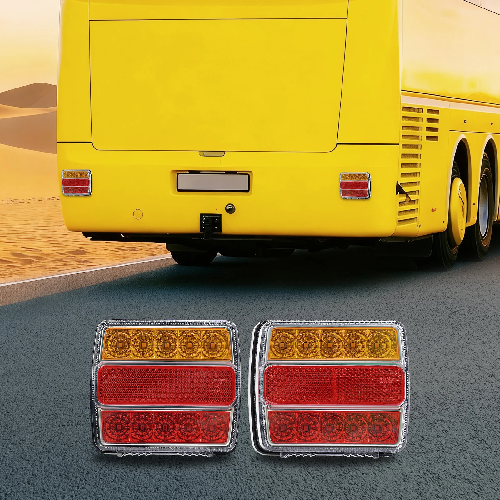 Ensemble de feux arrière de remorque LED, 12 V, avec prise à 7 broches, kit de feux arrière pour camions, remorques de moins de tracteurs 80''