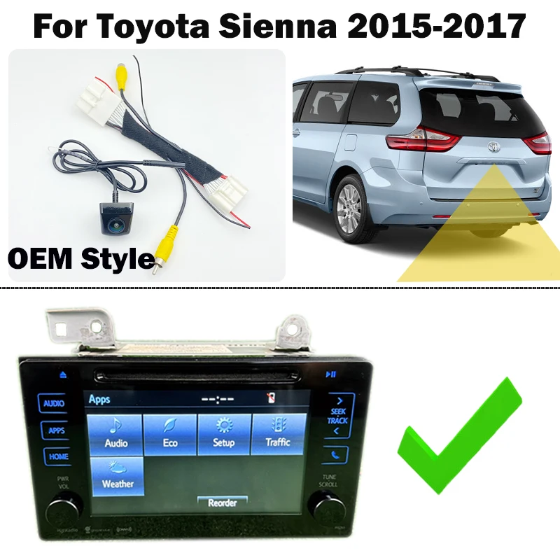 

Car Reversing Rear View Camera For Toyota Sienna 2015 2016 2017 OEM Unit C24 Pin 360 Adapter Reverse Camera Retention Harness