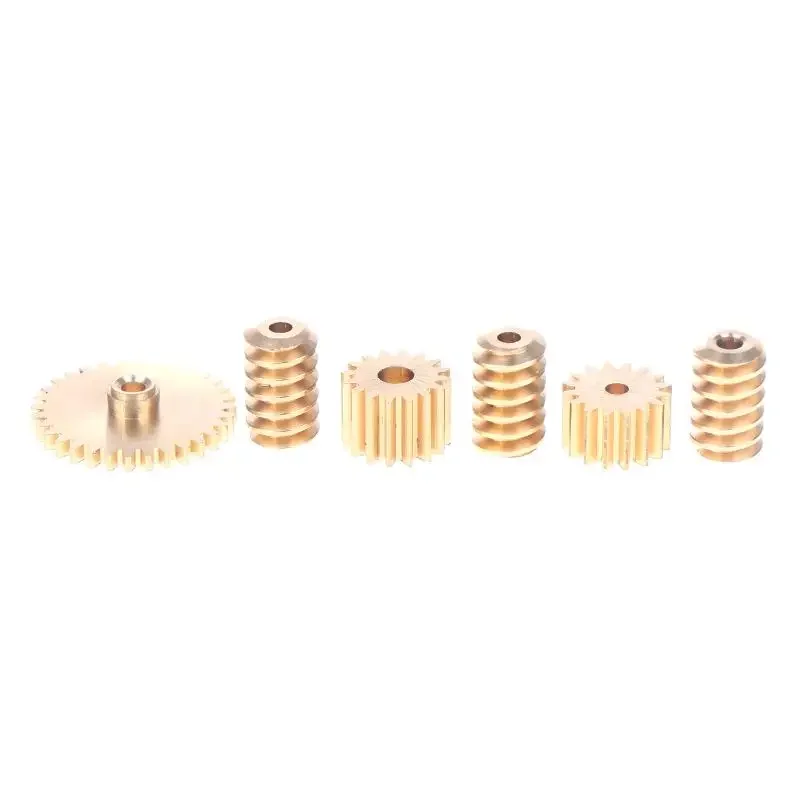 1 Set 0.5M Copper Worm Gear Drive Combination Set 12/15/16/18/32 Teeth 2MM/3MM 2MM Step Hole DIY Model