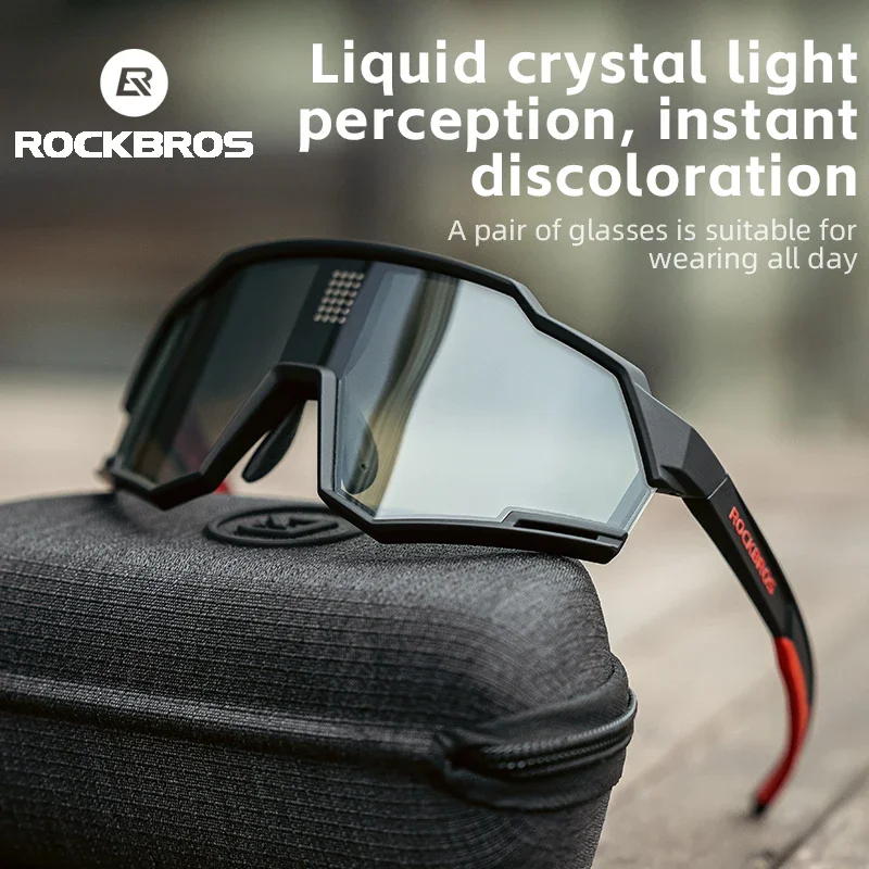 ROCKBROS-Intelligent Liquid Crystal Fotocromático Bike Óculos, Descoloração Polarizada, Sports Ciclismo Eyewear, Óculos De Sol De Bicicleta