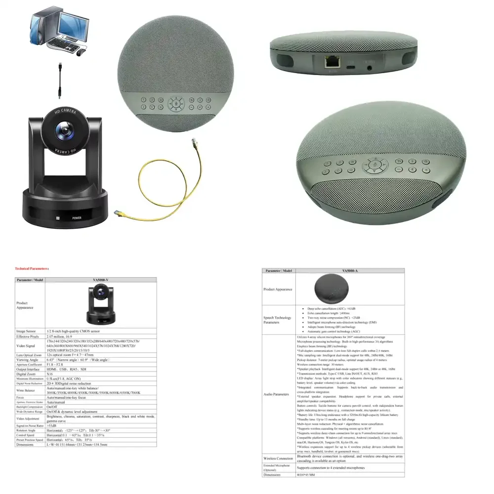 HD Conference Camera + Intelligent Remote Control Array Omnidirectional Microphone Combination