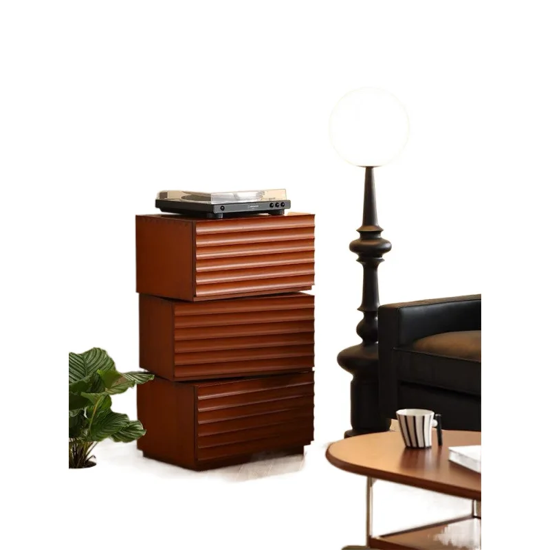 

Retro solid wood, modular bedside table, multi-function TV side cabinet