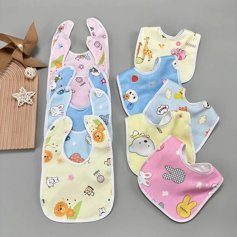Random 1-3PCS Baby Bibs Cotton Waterproof Bib Children Feeding Clothes Protection Kids Toddler Scarf for Newborns Boys Girl