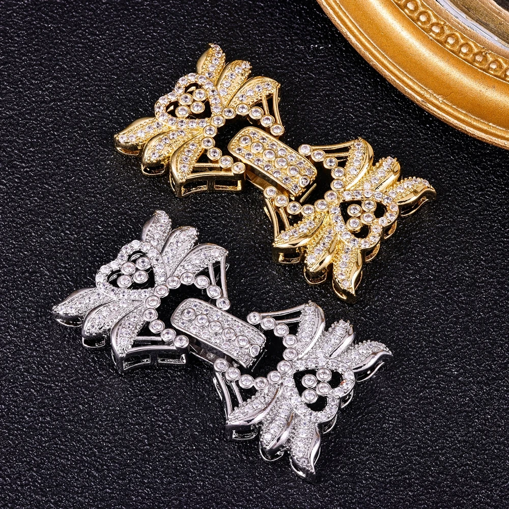 Juya DIY Needlework Beads Jewelry Accessories 18K Gold Silver Plated Decorative Flower Connector Fastener Hook Clasps Supplies