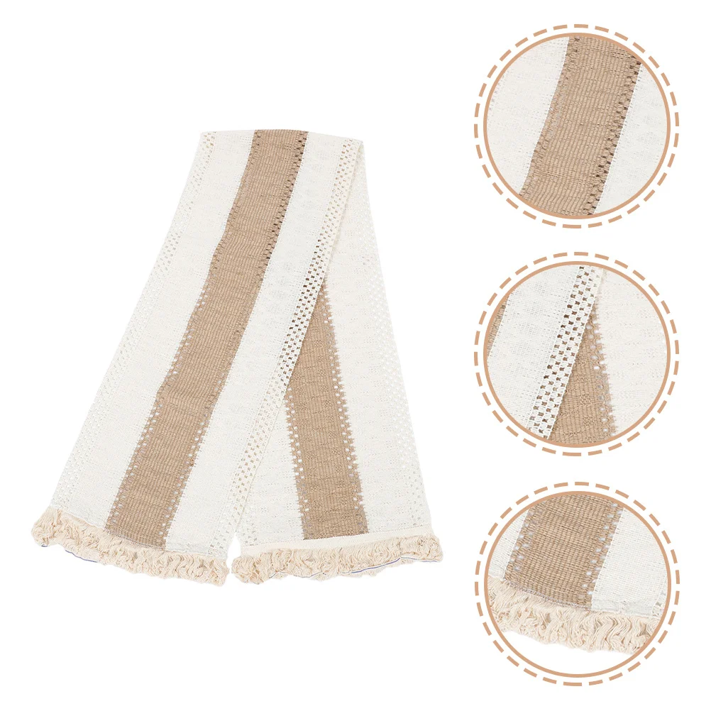 

Rustic Cotton Linen Table Runner Party Wedding Birthday Tassel Dining Table Cover Decorative Tablecloth Cotton Linen Tablecloth