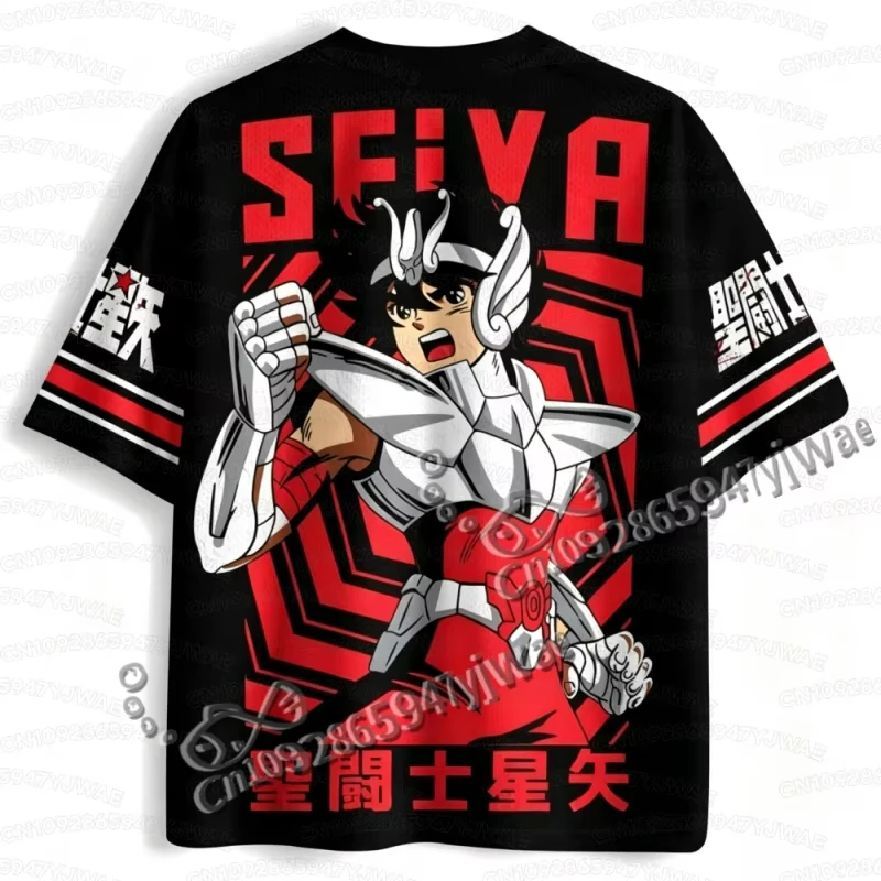 Summer Men's Women's Short Sleeve Saint Seiya Anime Football Jersey Hot Anime Fans T-shirt Unisex Tops Y2K Jersey Tops