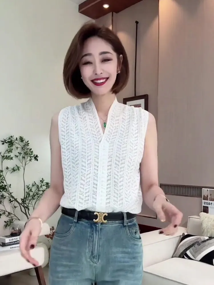 ربيع 2025 V-Ne قاعدة Svel مطرزة irt تصميم فريد من نوعه ملابس داخلية فضفاضة قابلة للتنفس ملابس علوية كورية صيفية #1