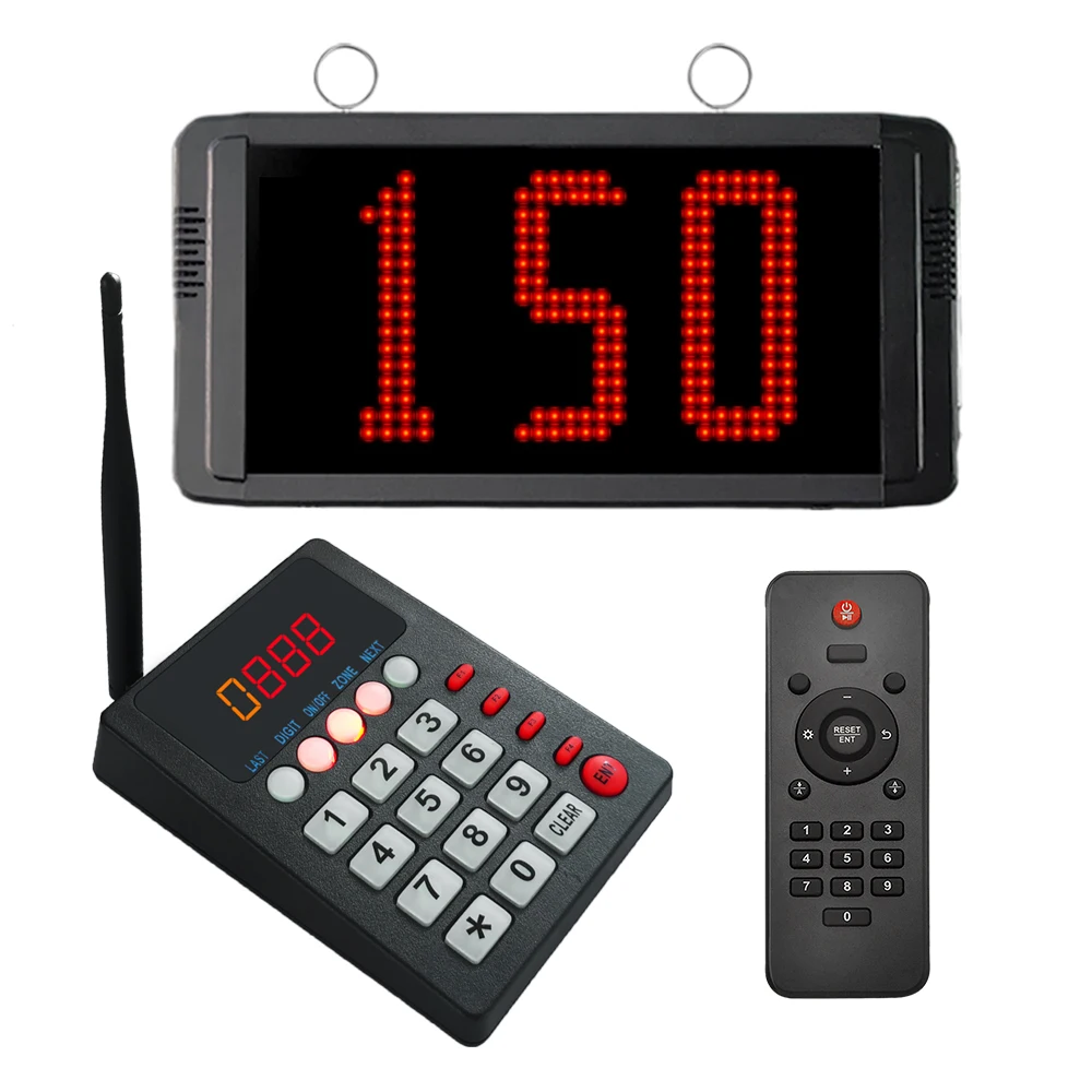 Efficient Take-A-Number Pager Solution Wireless Queuing System with Caller Keypads & LED Monitor for Restaurants and Hospitals