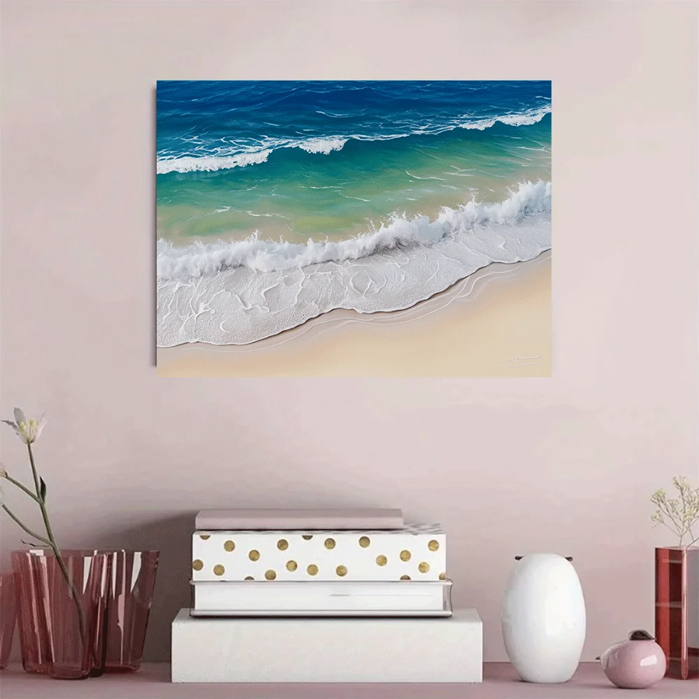 1PC-Canvas poster Unframed  Ocean Waves Beach Scene Coastal Art Canvas Print  summer