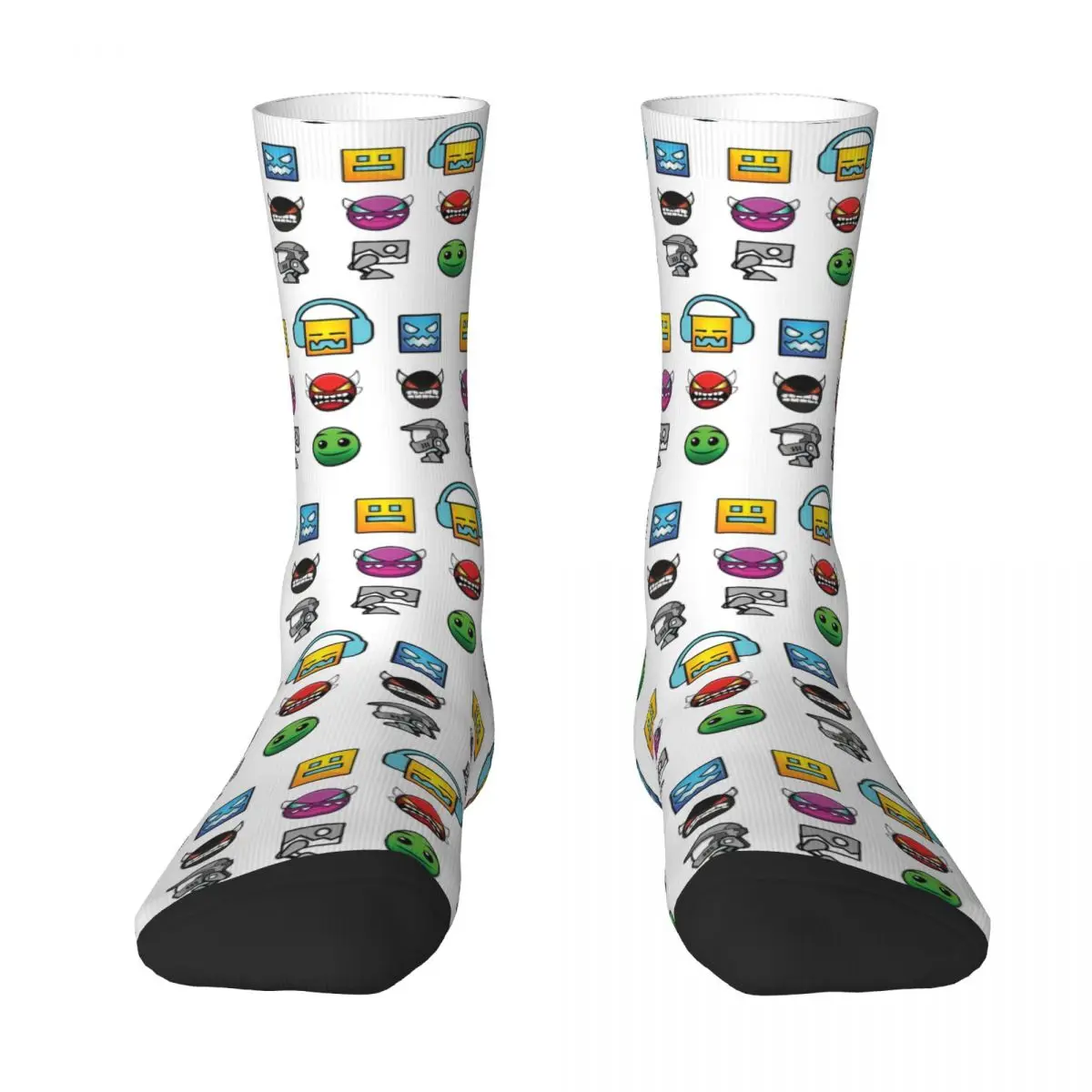 Geometry Dash Socks Harajuku Sweat Absorbing Stockings All Season Long Socks Accessories for Unisex Gifts