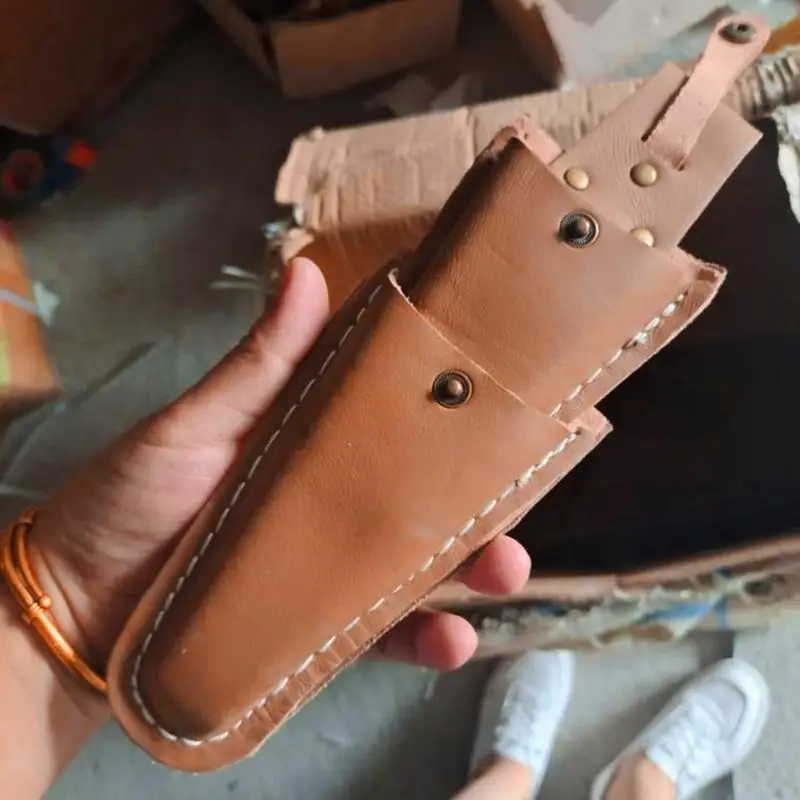 Leather Pruning Scissor Bag Portable Garden Tool Holster Cowhide Scissor Sheath ardware Tool Bag for Pliers Pruning Shears
