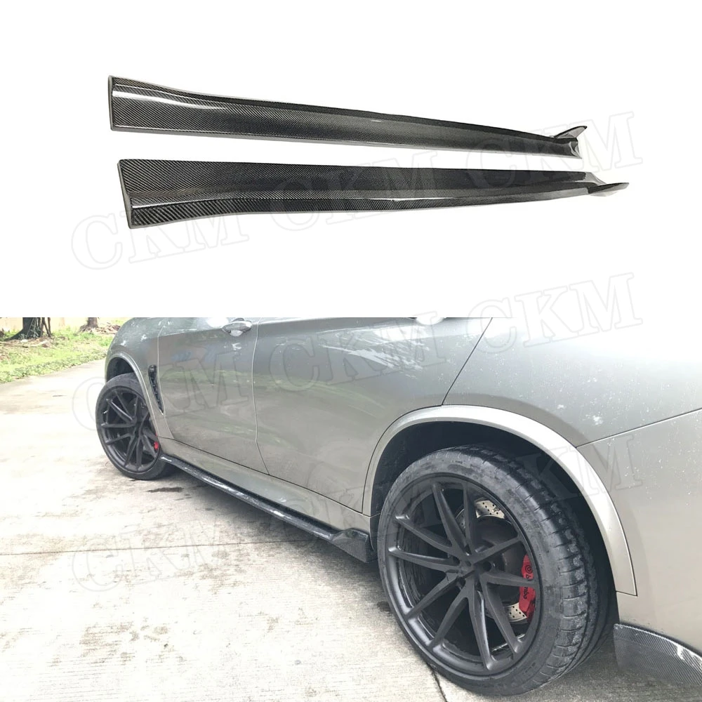 

CKMUUER Carbon Fiber Side Skirts Aprons For BMW X5M F85 X6M F86 2015 -2018 Side Bumper Extension Lip Spoiler Car Styling FRP
