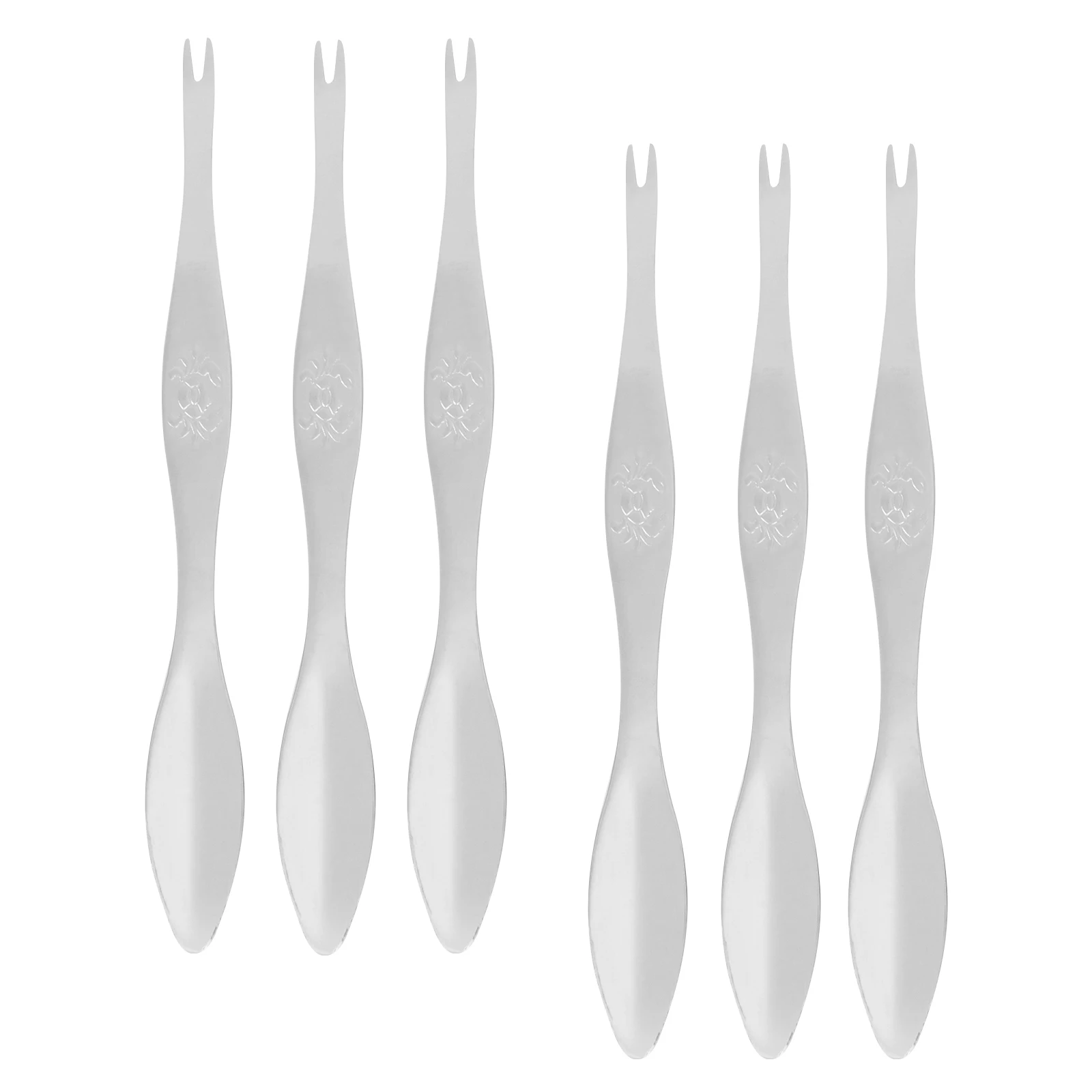 

6pcs Stainless Steel Crab Fork Seafood Tools Nut Cracker Lobster Serving Forks Spoon Design Anti Rust Kitchen Barware