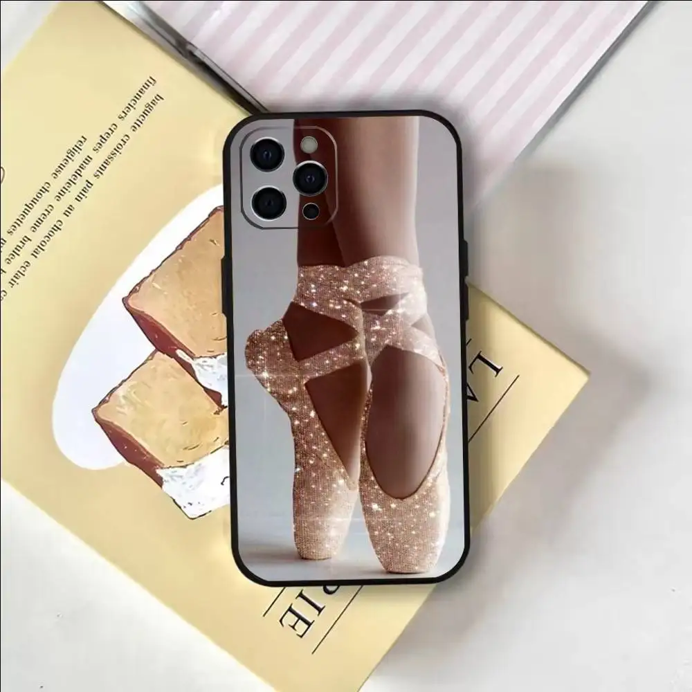 حافظة هاتف أحذية راقصة الباليه للرقص لهواتف iPhone 17، 16,15,14,13,12,11 Plus، Pro Max، أخرى غطاء أسود ناعم