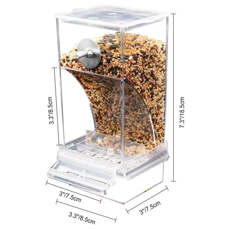 Bird Cage Feeder Cup Bowls Automatic Parrot Seed Feeders Hanging Food Dispenser Transparent Container For Canary Small Cockatiel