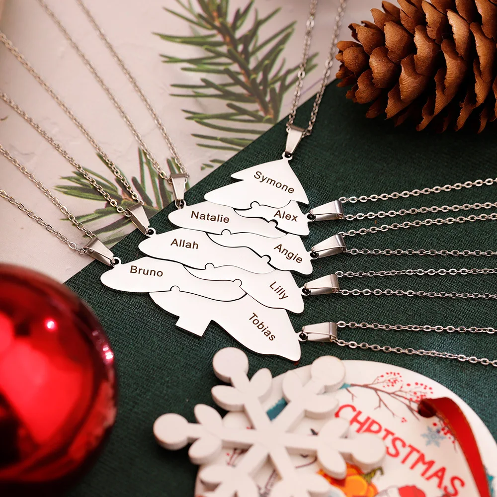 DIY Name Weihnachts-Schlüsselanhänger Edelstahl Personalisierter Anhänger Halskette Modisches Geschenk für Sie Ihn Feiertagsschmuck Jubiläum – Detail 6