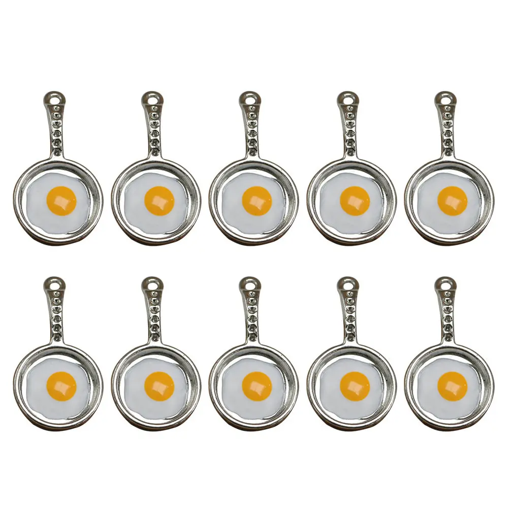 10Pcs Flat Pan Shaped Alloy Pendant Charms DIY Jewelry Making Supplies Necklace Bracelet Dangle Scrapbooking Keyring Charm Set