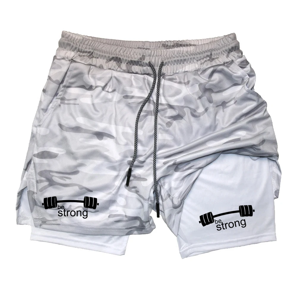 

2025 Summer Popular Fitness Gym Sports Shorts Casual Fast Dry Breathable Sports Fake Two-piece Shorts Running Shorts Men
