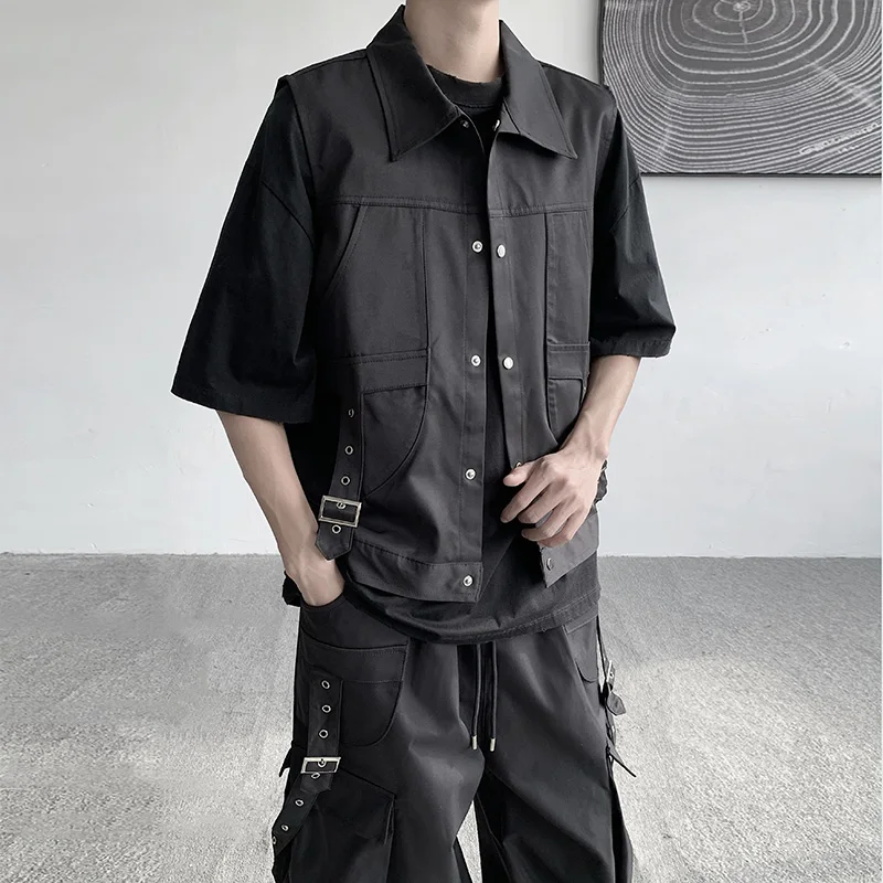 Nova moda masculina colete juventude lapela sólida sem mangas jaqueta motocicleta ourdoor motociclista colete para roupas masculinas colete de concerto