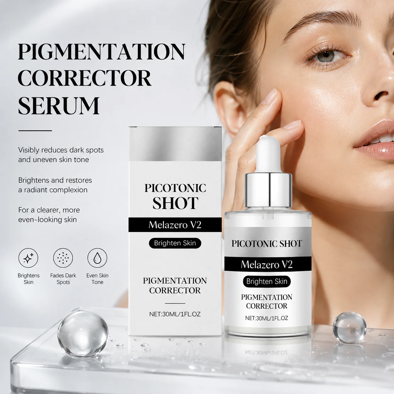 Glowing Face Serum For Dark Spot Corrector Improve Pigmentation Even Skin Tone,Picotonic Shot Serum With Arbutin & Niacinamide