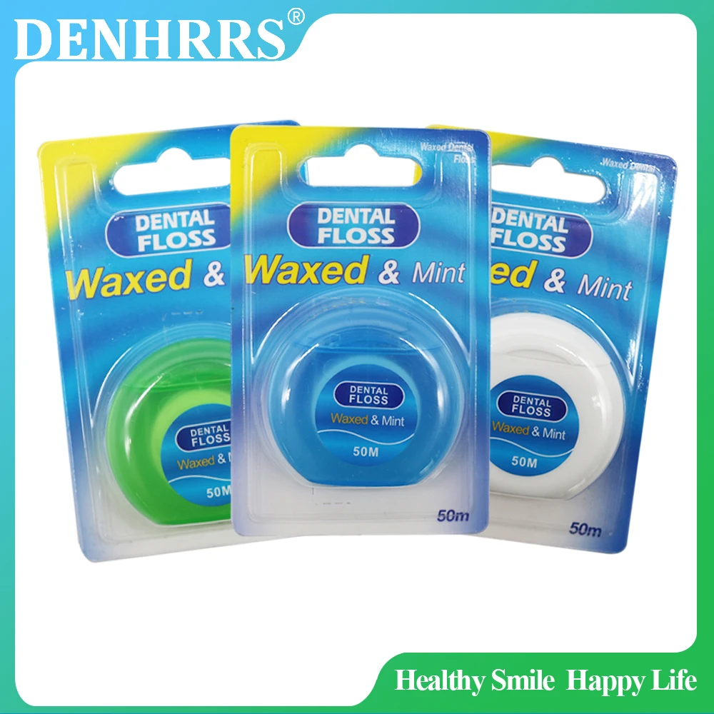 50M Portable Dental Floss Waxed Mint Flavored for Thoroughly Clean in Tight Area Oral Care